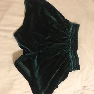 Green Velvet shorts